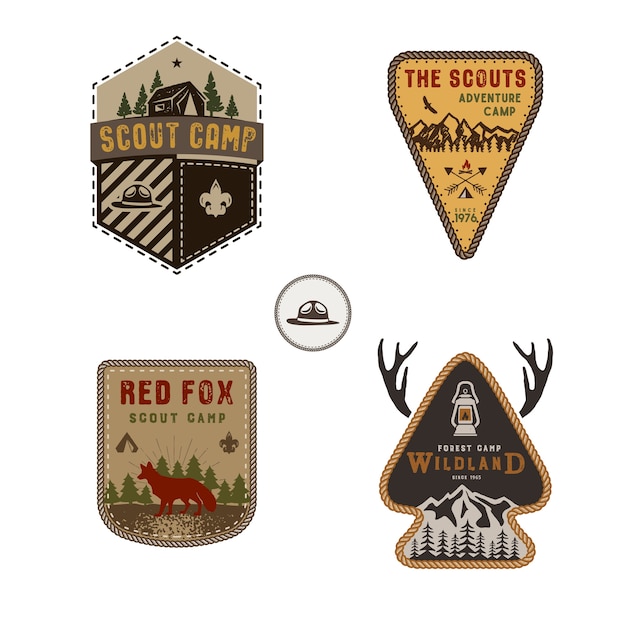 Set of outdoors badges