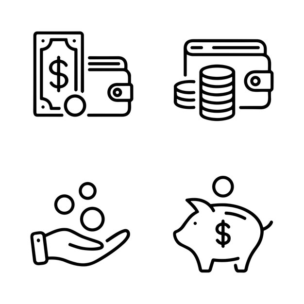 Vector set of outline icons related to payment methods linear icon collection editable stroke