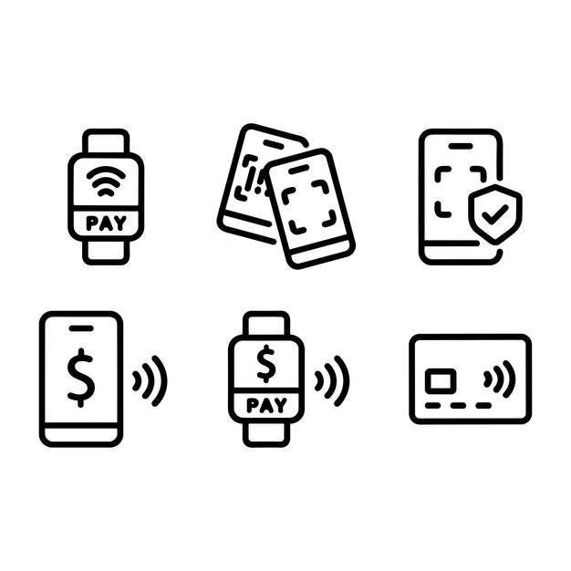 Set of outline icons related to payment methods Linear icon collection Editable stroke