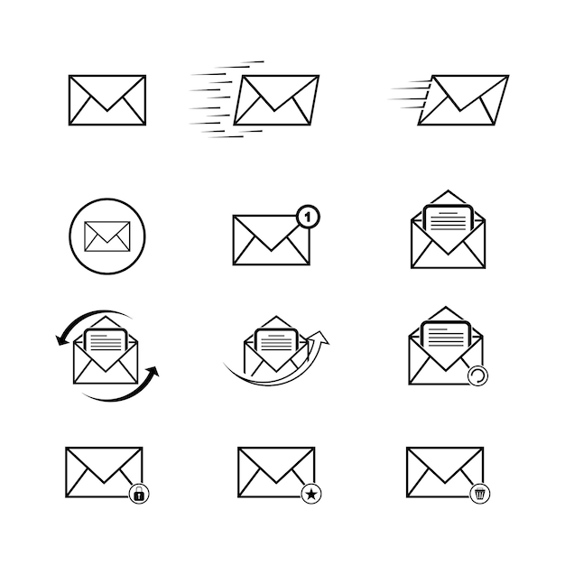 Set of Outline mail icon. Line mail symbol for website design, mobile application, and other.