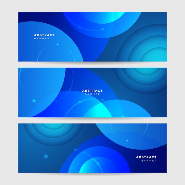 オーバーラップメンフィス幾何学的な青い抽象的なバナーデザインの背景のセット