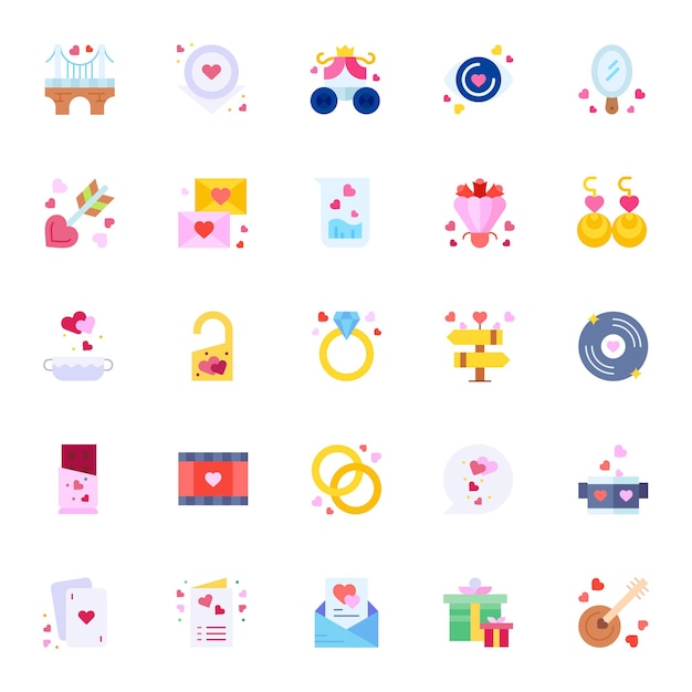 A set pack of Love icons set The collection includes for mobile app web design