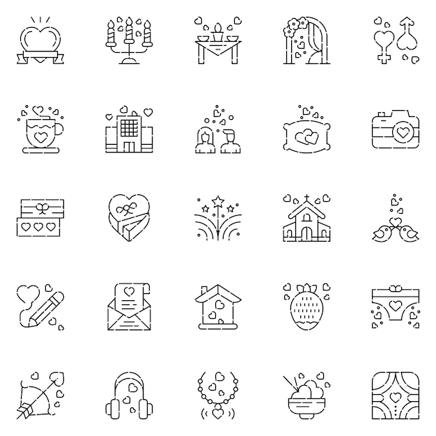 A set pack of Love icons set The collection includes for mobile app web design