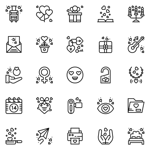 A set pack of Love icons set The collection includes for mobile app web design
