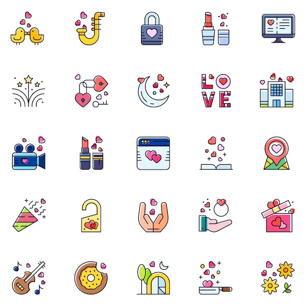 A set pack of Love icons set The collection includes for mobile app web design