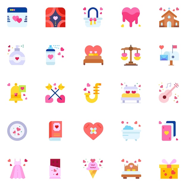 A set pack of Love icons set The collection includes for mobile app web design