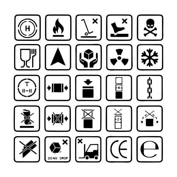 Set of packaging products symbol