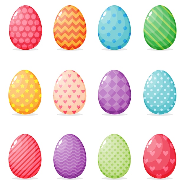 Set of painted easter eggs vector illustration