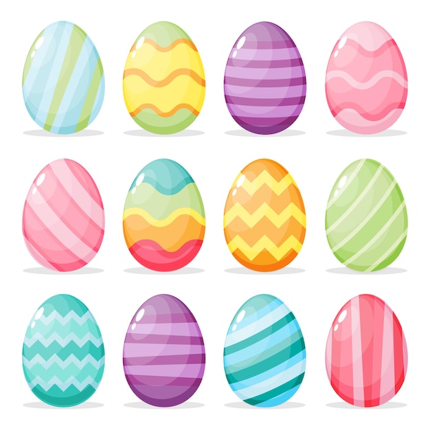 Set of painted easter eggs vector illustration