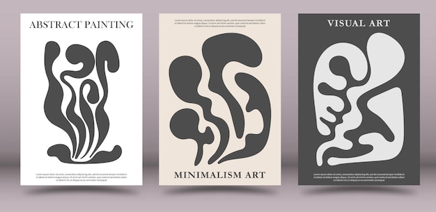 A set of paintings of abstract fine art A minimalist design layout for interior creativity banners posters and creative ideas Artistic illustration of wall paintings and prints