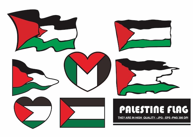 Vector set of palestine flag vector