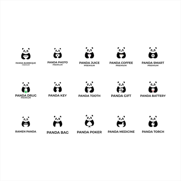 Set Panda Logo Design Collection