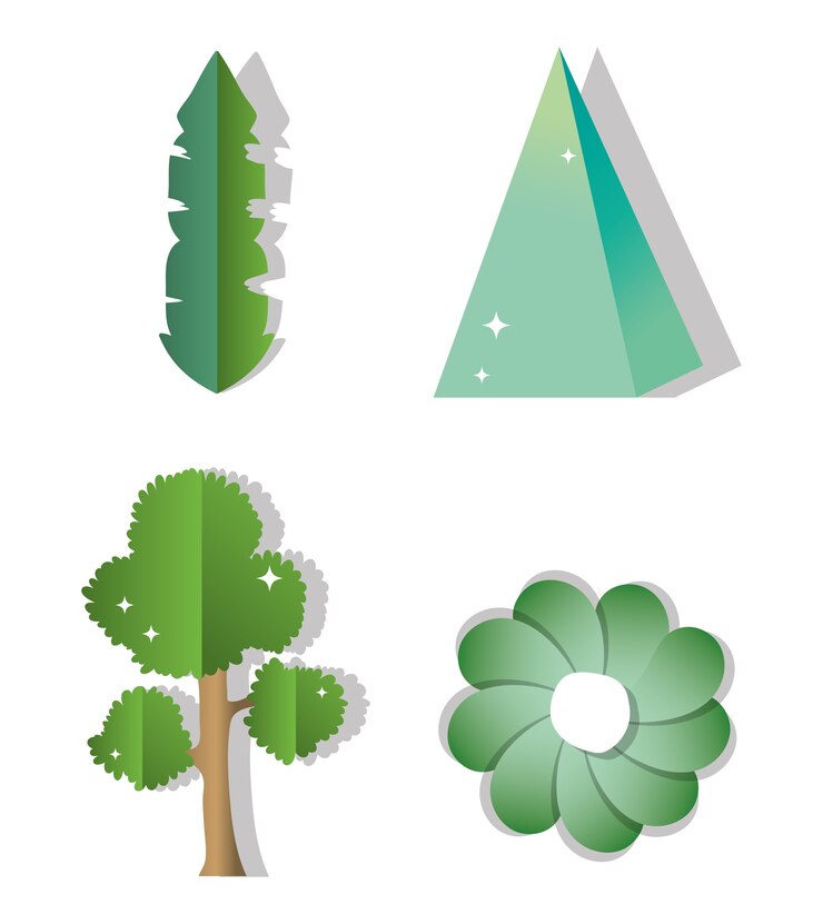Vector set of paper art icons