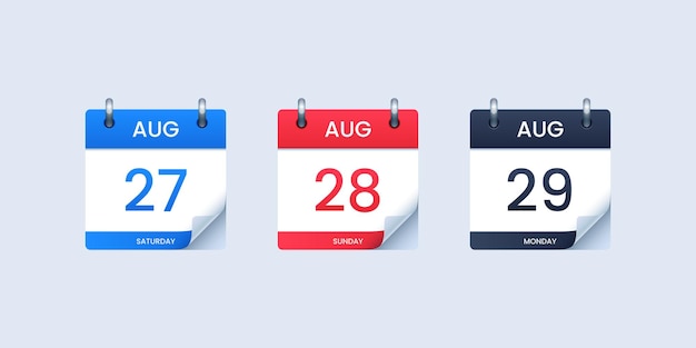 Set of paper calendar icons