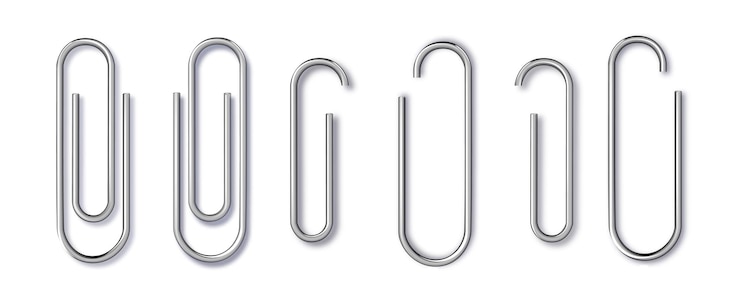 Vector set of paper clip with black binder on white background vector