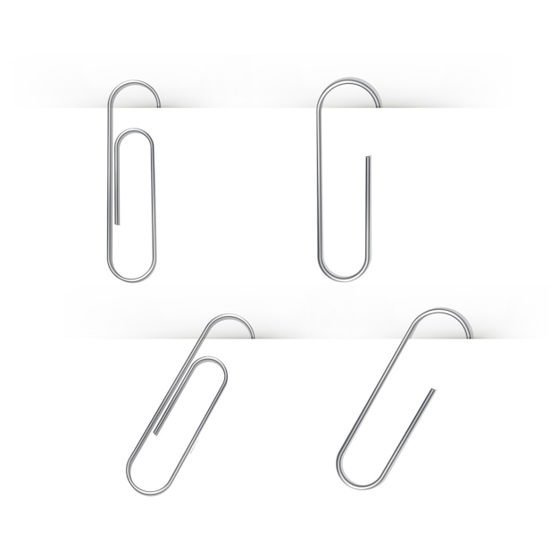 Vector set of paper clips isolated on white