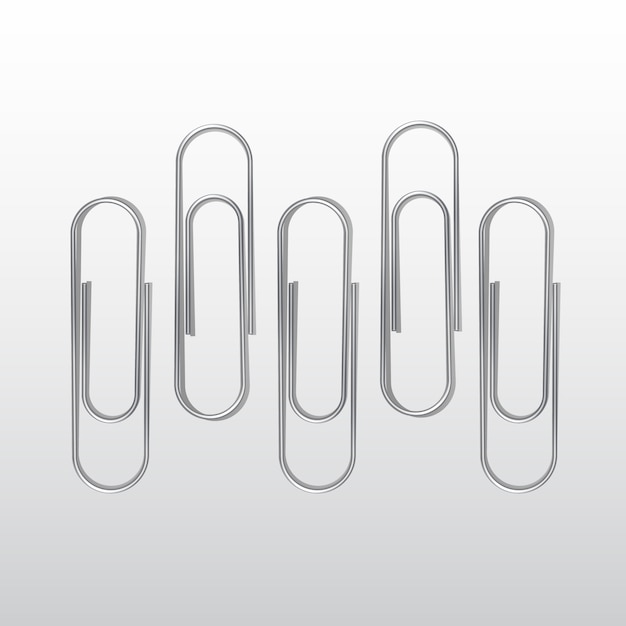 Set of paper clips  on white background