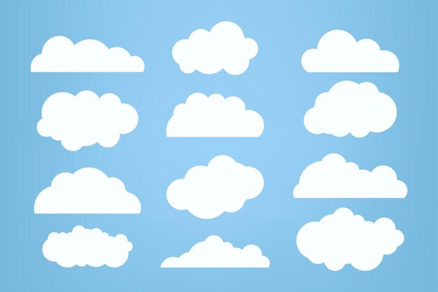 Vector set of paper cut of white clouds clouds element clouds caroon style in a flat design white cloud