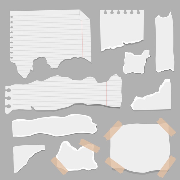 Vector set of paper different shapes scraps