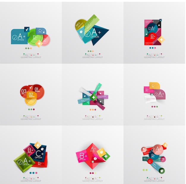 Vector set of paper graphic layouts