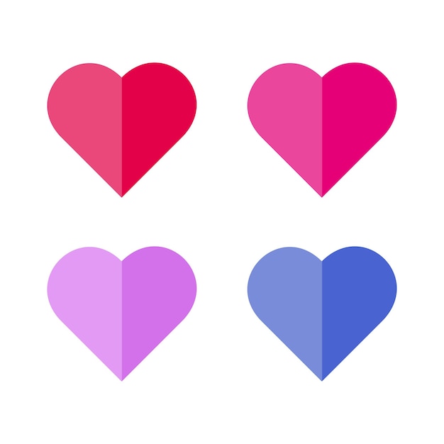 SET Paper minimalistic hearts Blue heart pink heart red heart purple heart