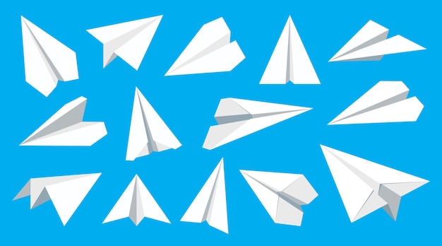 Set of Paper Plane Flat Linear Icons