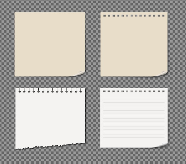 Набор листов бумаги А4, А5 с тенями, реалистичный макет страницы бумаги.