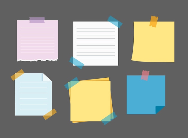 set of paper sticky note vector illustration