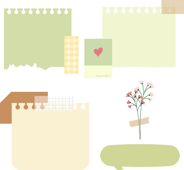 set of paper sticky notes with elements planning set blank notes memo messages
