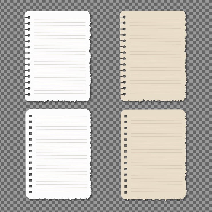 Vector set of paper on transparent with shadows, realistic paper page .