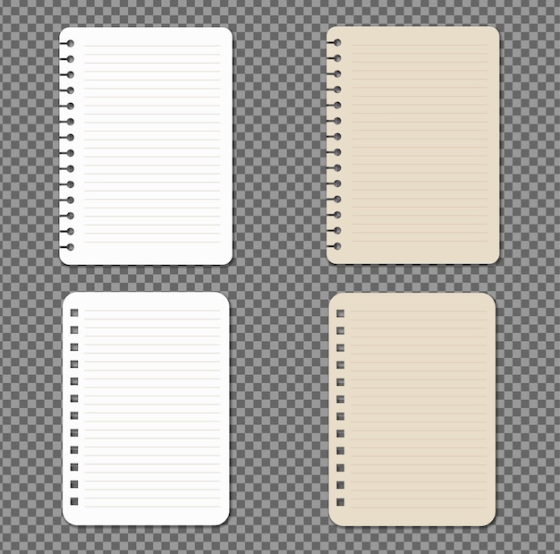 Set papier op transparant met schaduwen, realistische papieren pagina.
