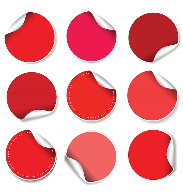 Set papieren stickers op witte achtergrond