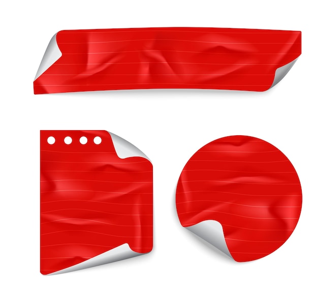 set of papper folding red riped background vector