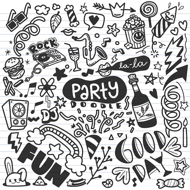 Vector set of party doodle