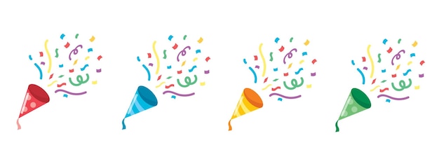 set of Party Icon. Confetti popper illustration