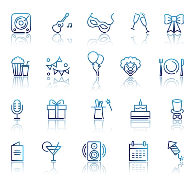 Set of party related vector line icons