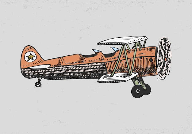 Vettore set di aeroplani passeggeri pannocchia o aereo aviazione viaggio illustrazione inciso disegnato a mano nel vecchio stile di schizzo di trasporto vintage