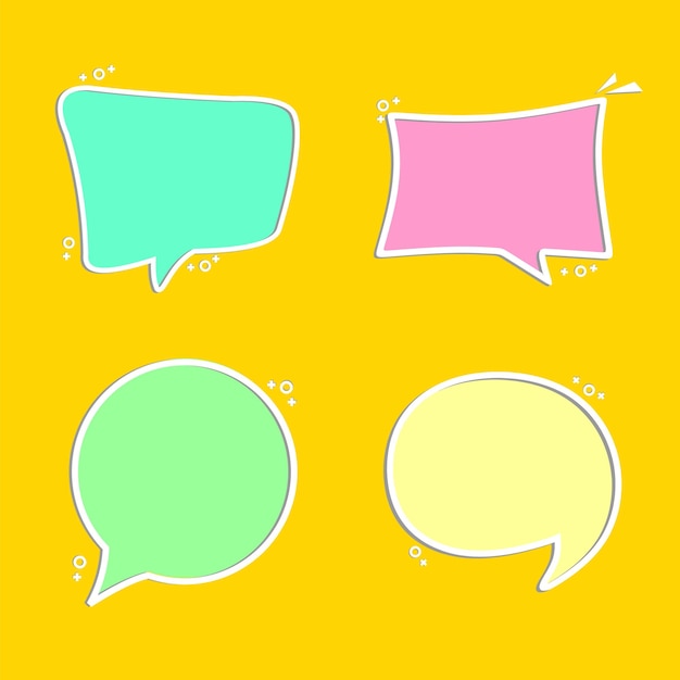 Set of pastel color blank speech bubbles designs for quotes conversations and banners