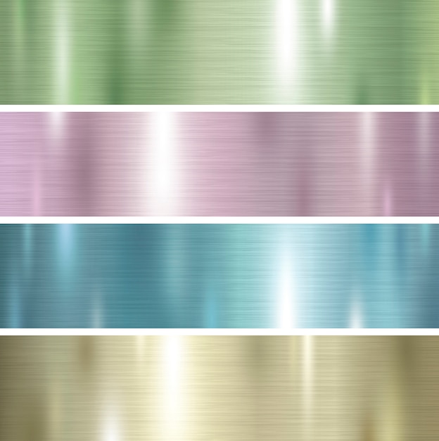Vector set of pastel color metal texture background