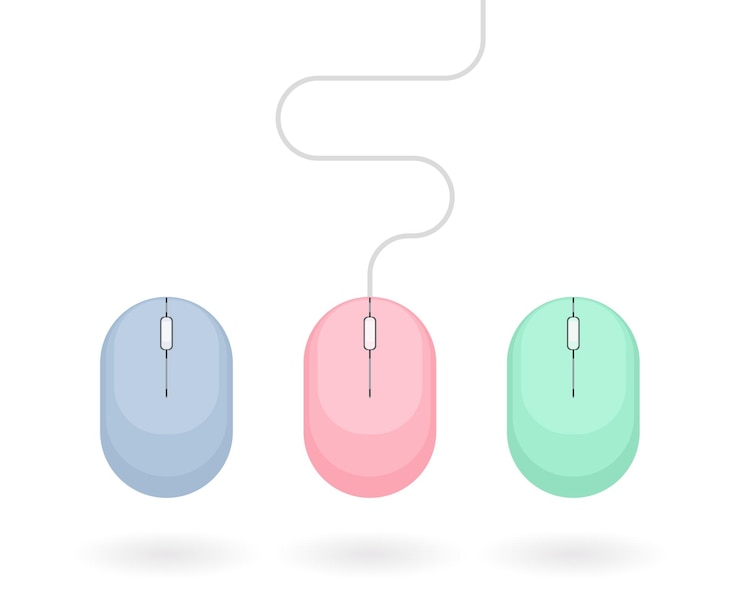 Vector set of pastel colored computer mice. simple flat vector illustration isolated on white background