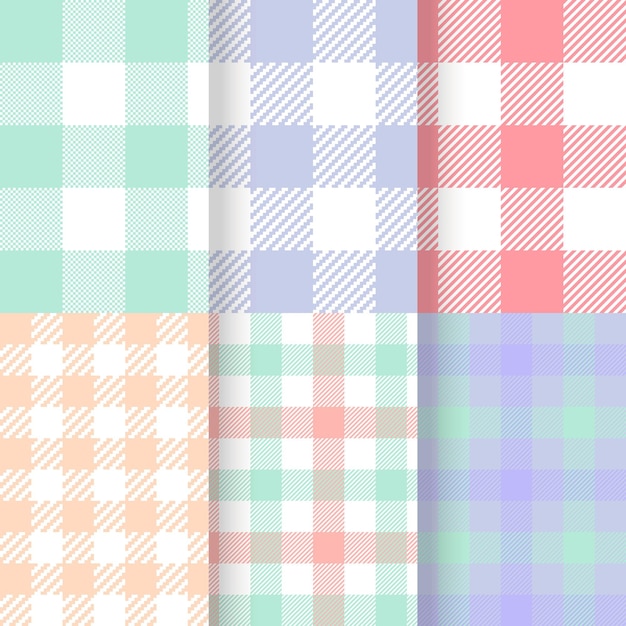 Set of pastel gingham patterns