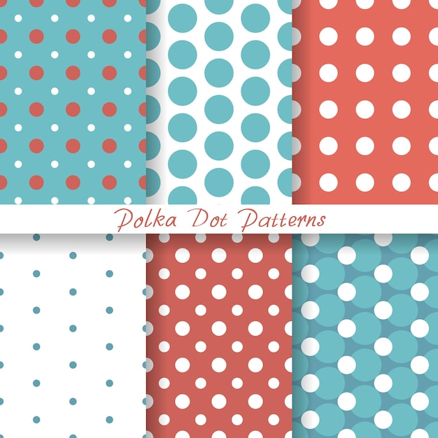  set pastel seamless patterns Polka Dot