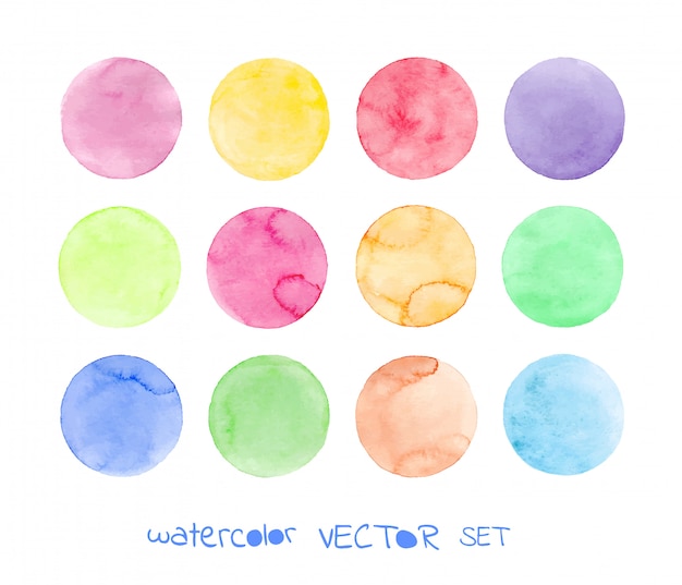 Set of pastel watercolor circles