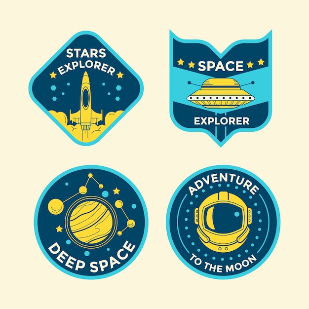 Set patch-insignes voor ruimtemissies en logo-emblemen