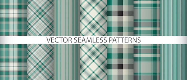 Set pattern vector plaid Textile seamless fabric Background tartan texture check collection