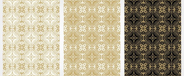 Vector set of patterns ornaments with different colors swirl decoration