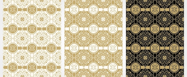 Vector set of patterns ornaments with different colors swirl decoration