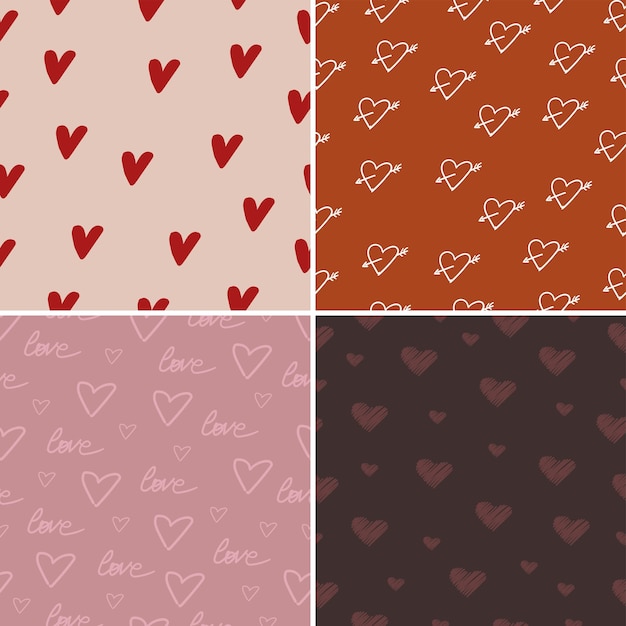 Set of patterns with hearts. for those who love