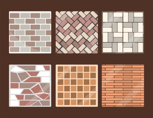 Set of pavements and tiles square and rectangular   