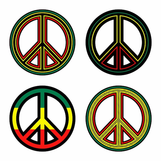 Set peace reggae rasta signs symbols vector illustration